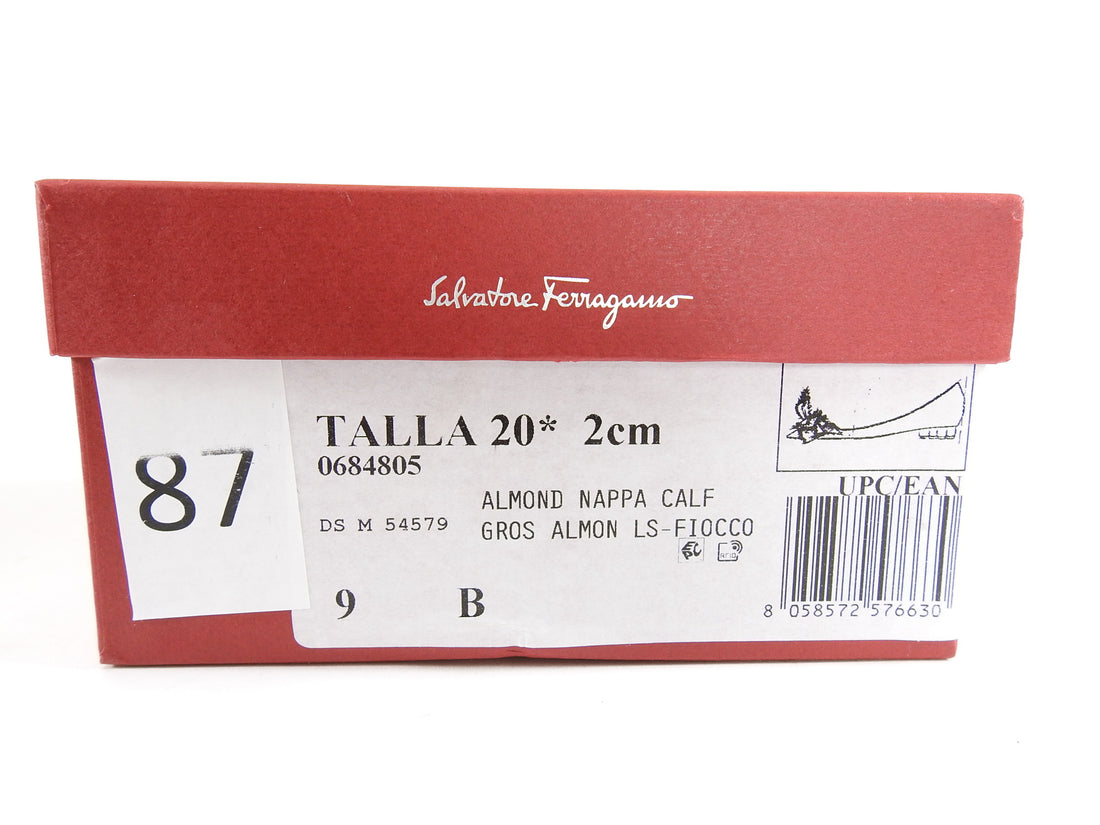 Ferragamo Almond Talla Flower Heel Flats with Bow - 9B