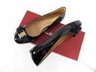 Ferragamo Vera Black Patent Flat Shoes - 8C