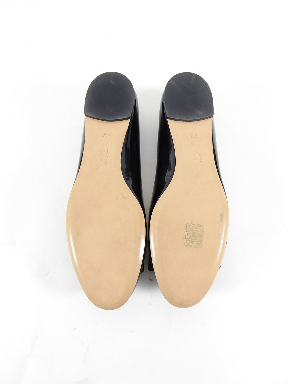Ferragamo Varina Black Patent Leather Bow Ballet Flat - 7.5 C