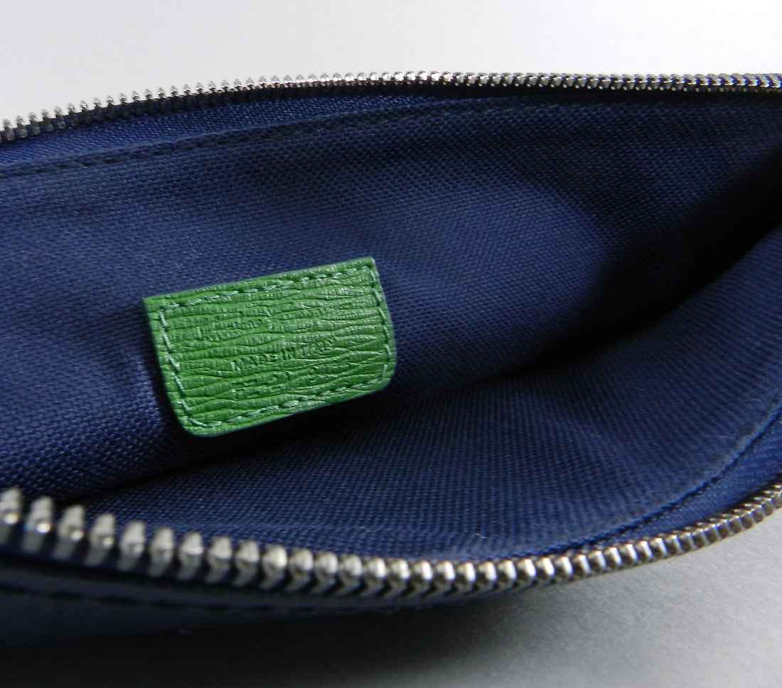 Ferragamo Blue and Green Leather Zip Pouch / Bag
