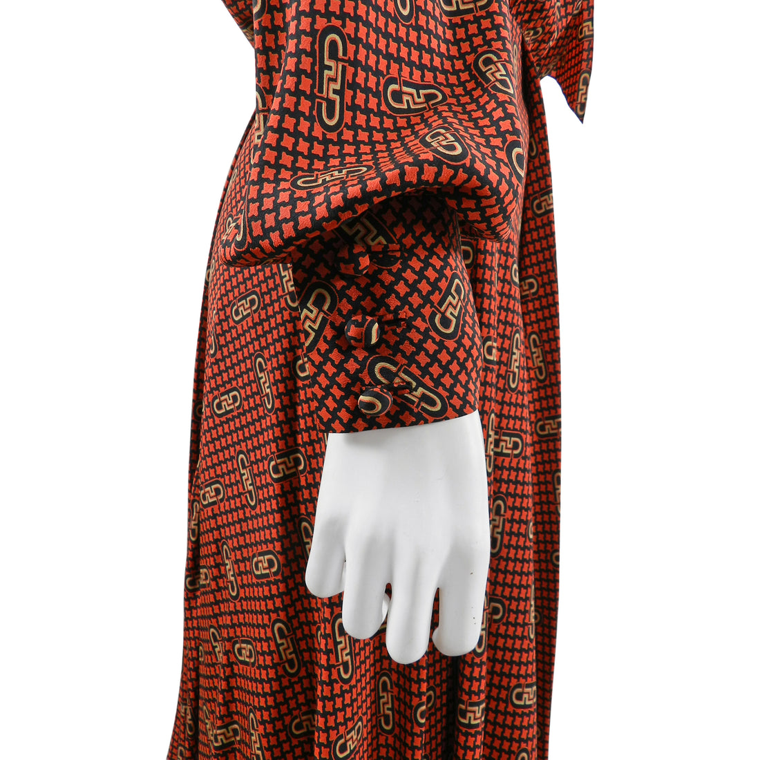Salvatore Ferragamo vintage 1970's Silk Logo Shirt Dress