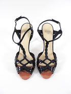 Franco Russo Black Patent Strappy Sandals Heels - 41