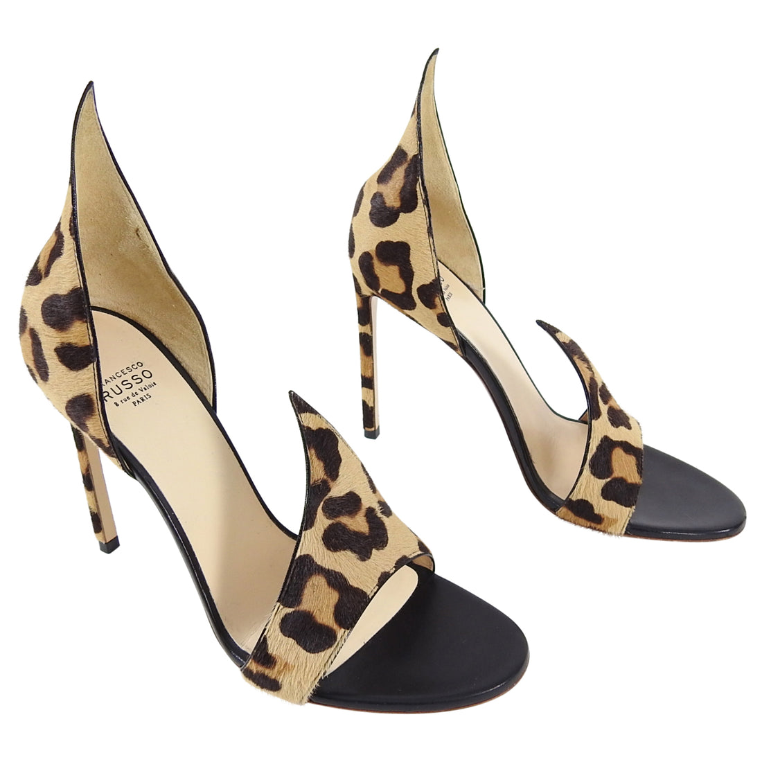 Francesco Russo Calf Hair Leopard High Heel Sandal - 8