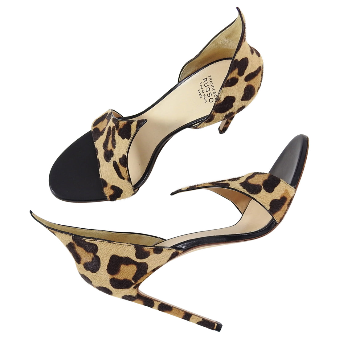 Francesco Russo Calf Hair Leopard High Heel Sandal - 8