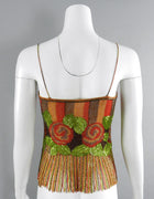 Vintage 1970's Galanos Beaded Fringe Strappy Evening Top