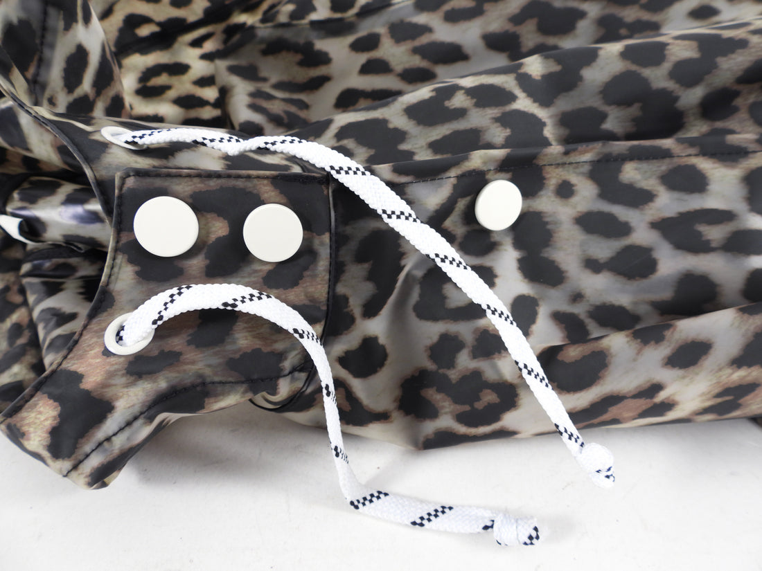 Ganni Leopard Pattern Hooded Raincoat - EU34 / XS / 2
