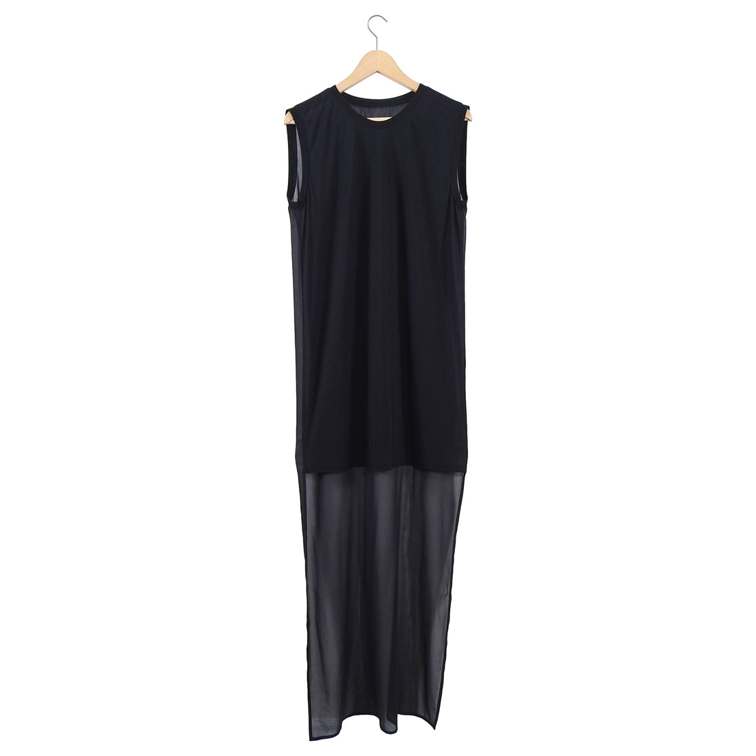 Gareth Pugh Black Hi Low Sheer Silk Back Column Dress - 8