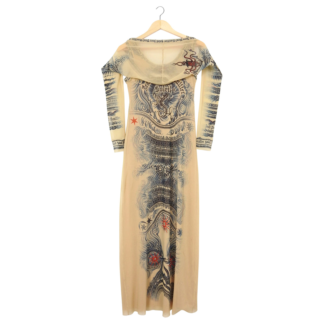 Jean Paul Gaultier Soleil Vintage Mesh Tattoo Bodycon Dress – L / XL