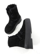Gia Borghini Suede Shearling Lace Up Ankle Boot - 37