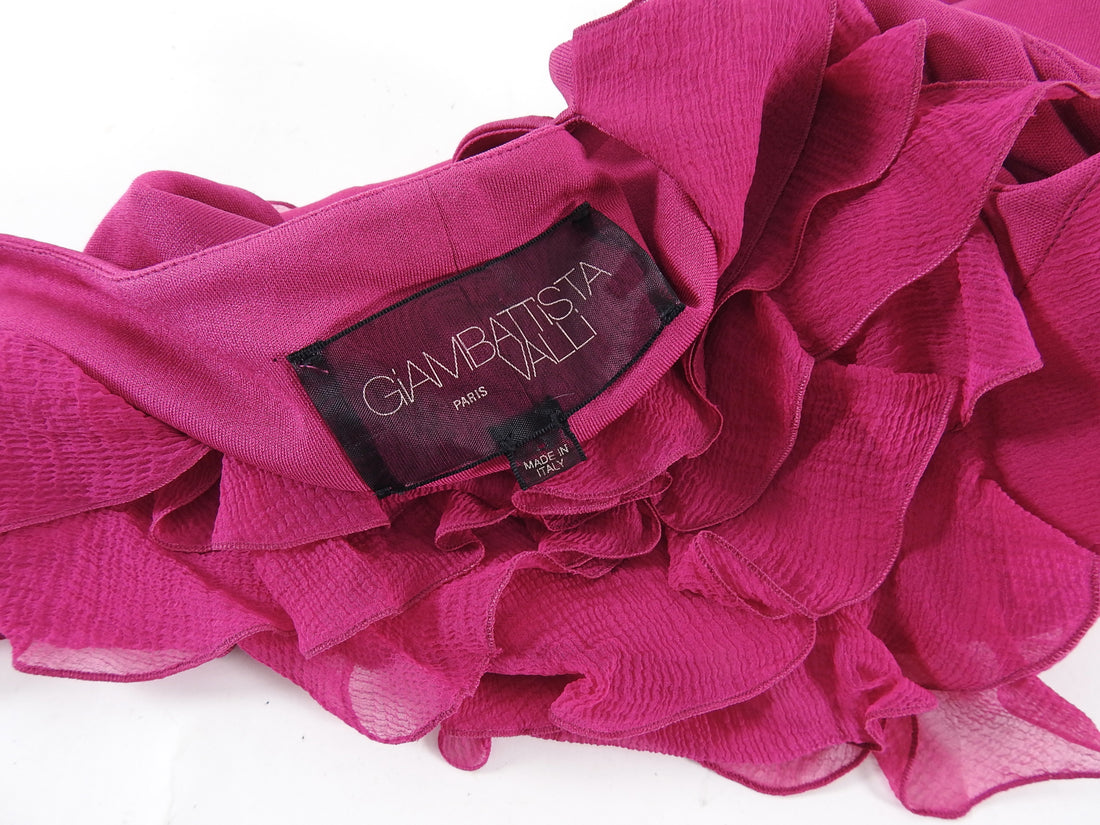 Giambattista Valli Fuchsia Pink Ruffle Silk Jersey Dress - XS