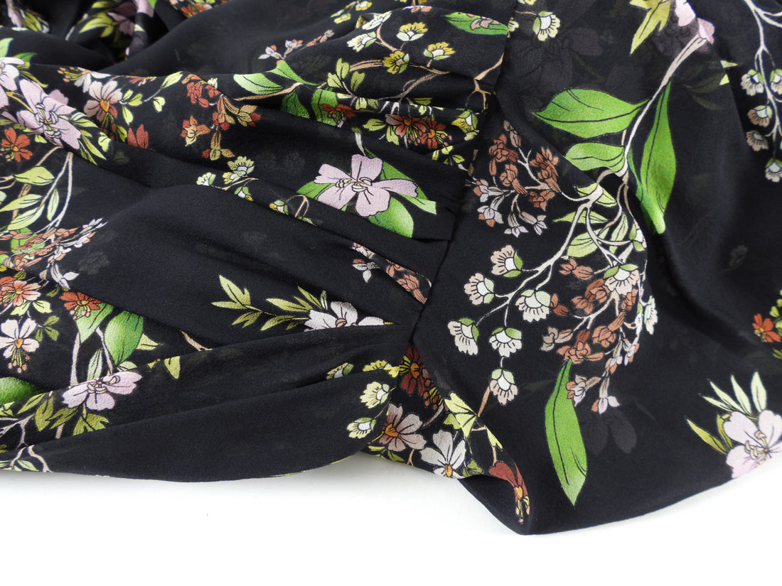 Giambattista Valli Black Silk Floral Draped Dress - IT46 / USA 10