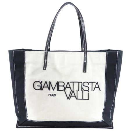 Giambattista Valli Black and White Canvas Logo Tote Bag