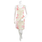 Giambattista Valli Cream and Pink Silk Floral Wiggle Dress - IT38 / USA 2