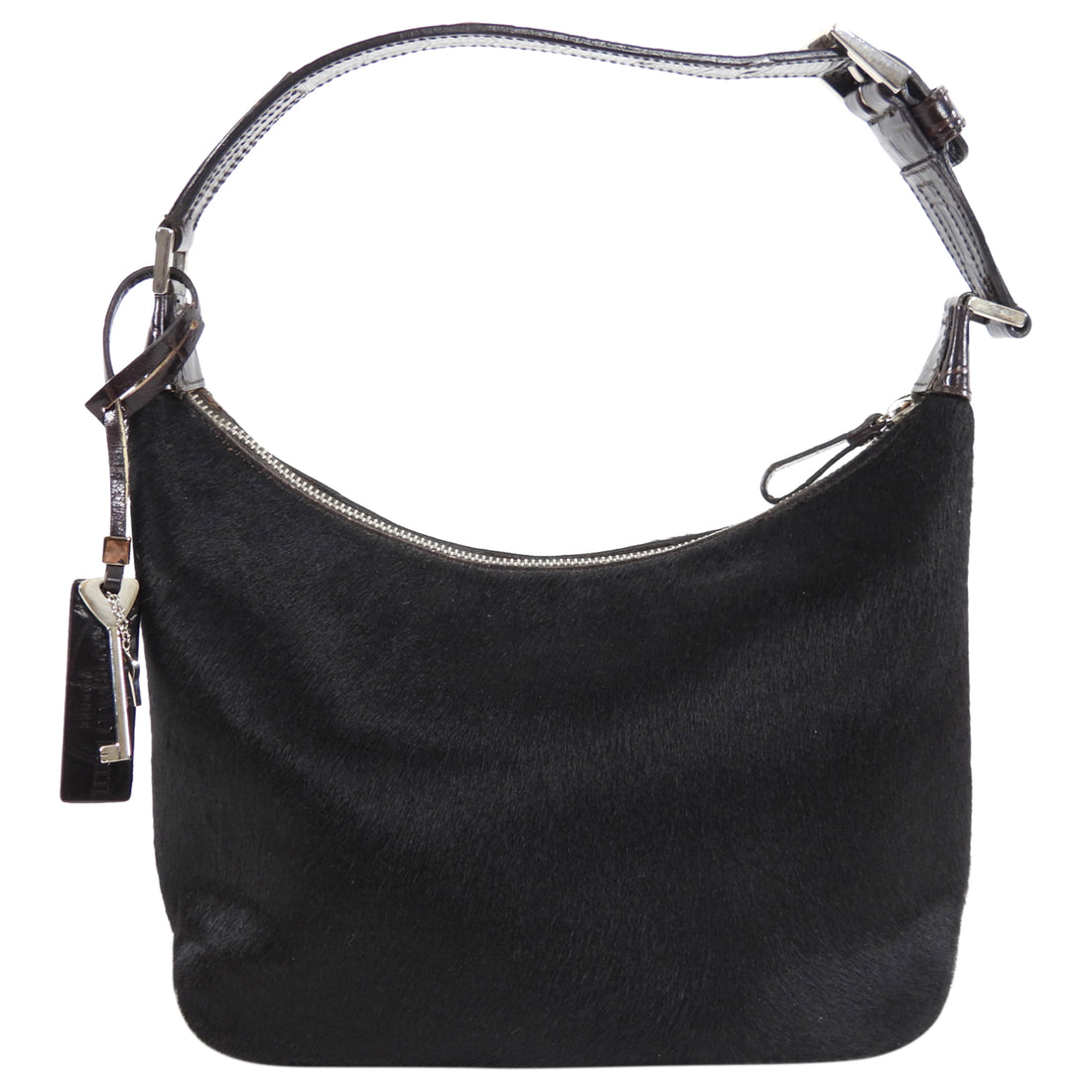 Gianfranco Lotti Embossed Leather and Calf Hair Pochette Bag