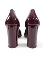 Gianvito Rossi Burgundy Patent Block Heel Pumps
