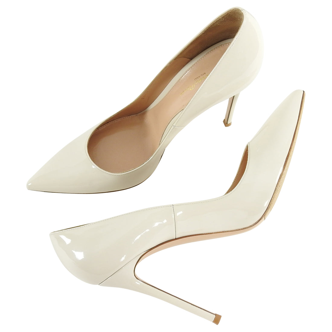 Gianvito Rossi 115mm Ivory Patent Leather Pumps Heels - 41
