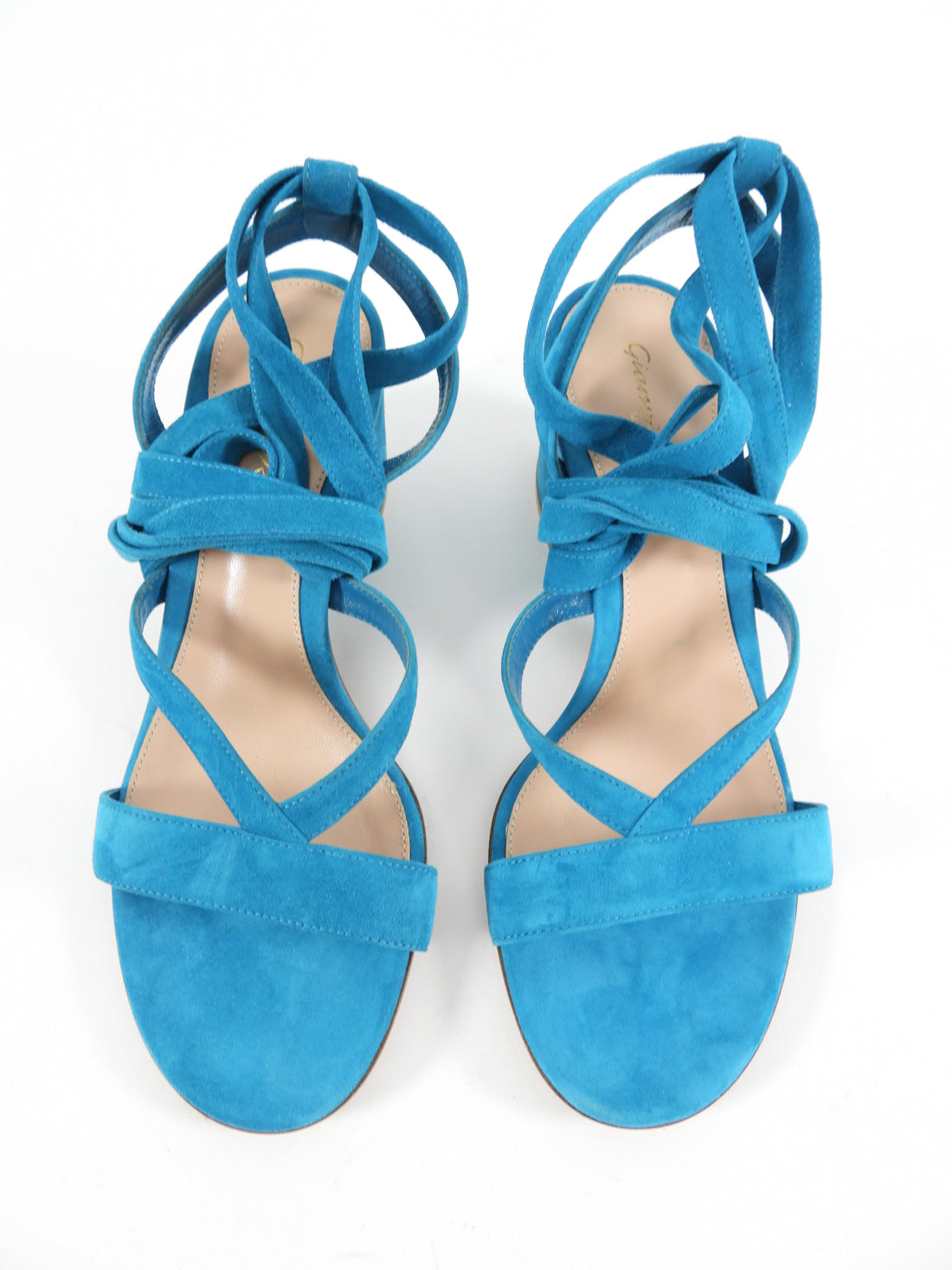 Gianvito Rossi Turquoise Blue Suede Sandals - 36.5