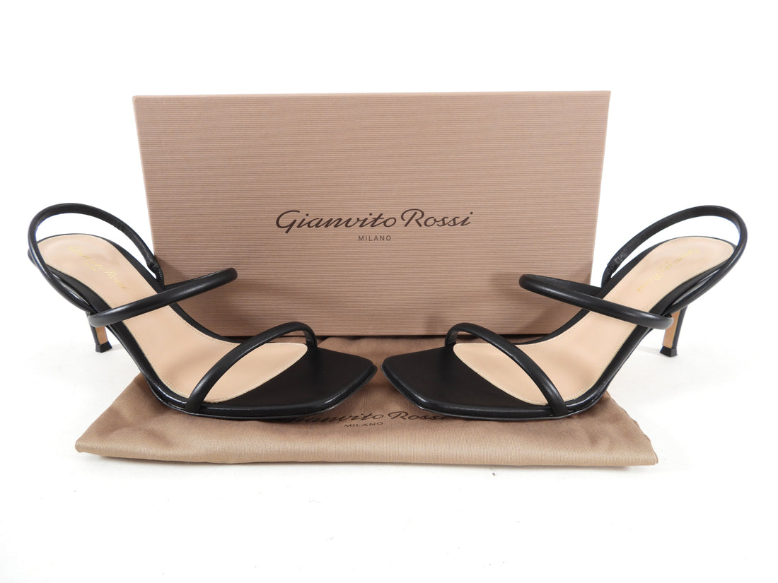 Gianvito Rossi Black Leather 70mm Sandals - USA 9