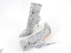 Gianvito Rossi Silver Sequin Stretch Sock Ankle Boots 