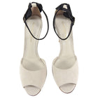 Gianvito Rossi Light Grey Suede Heels with Black Satin Detail - 36 / 5.5