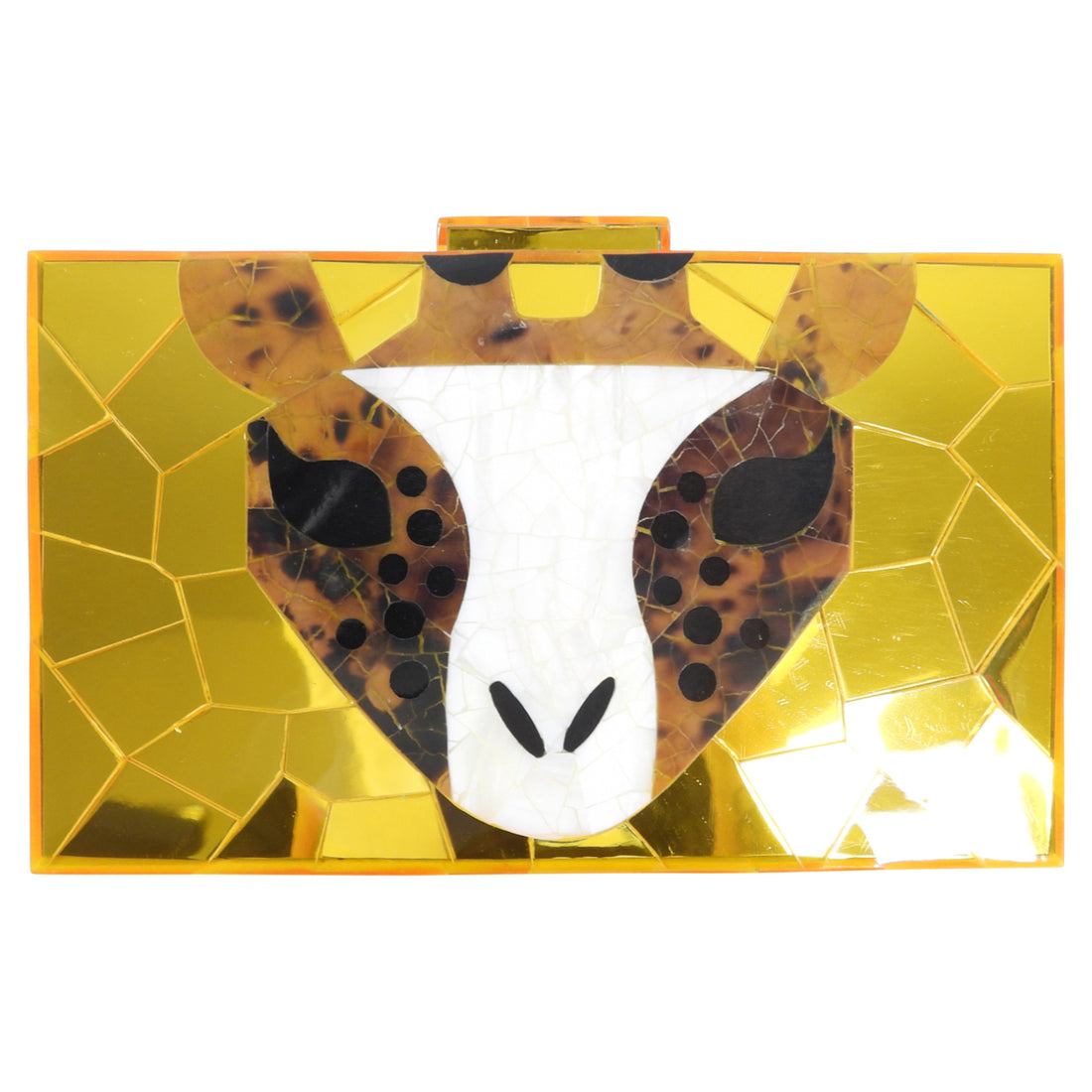 Serpui Marie Small Gold Mirror Giraffe Minaudiere Clutch