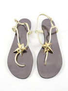 Giuseppe Zanotti Gold Leather Star Flat Sandals - 38.5 / 8