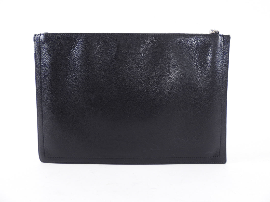 Givenchy Black Leather Antigona Zippered Pouch Clutch Bag