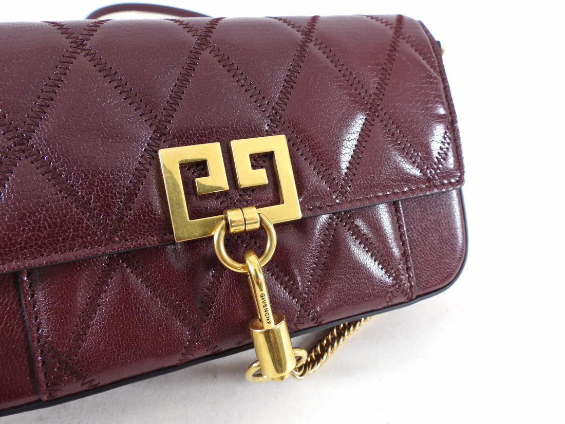 Givenchy Aubergine Convertible Mini Pouch Baguette / Crossbody Bag