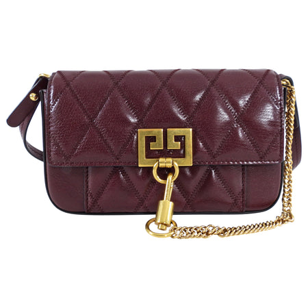 Givenchy Aubergine Convertible Mini Pouch Baguette / Crossbody Bag