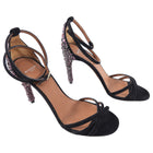 Givenchy Black Suede Strappy Sandals With Beaded Heel - USA 7