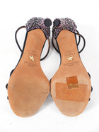 Givenchy Black Suede Strappy Sandals With Beaded Heel - USA 7