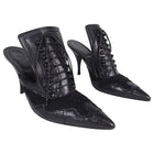 Givenchy Black Leather Lace Up Mules - 40.5