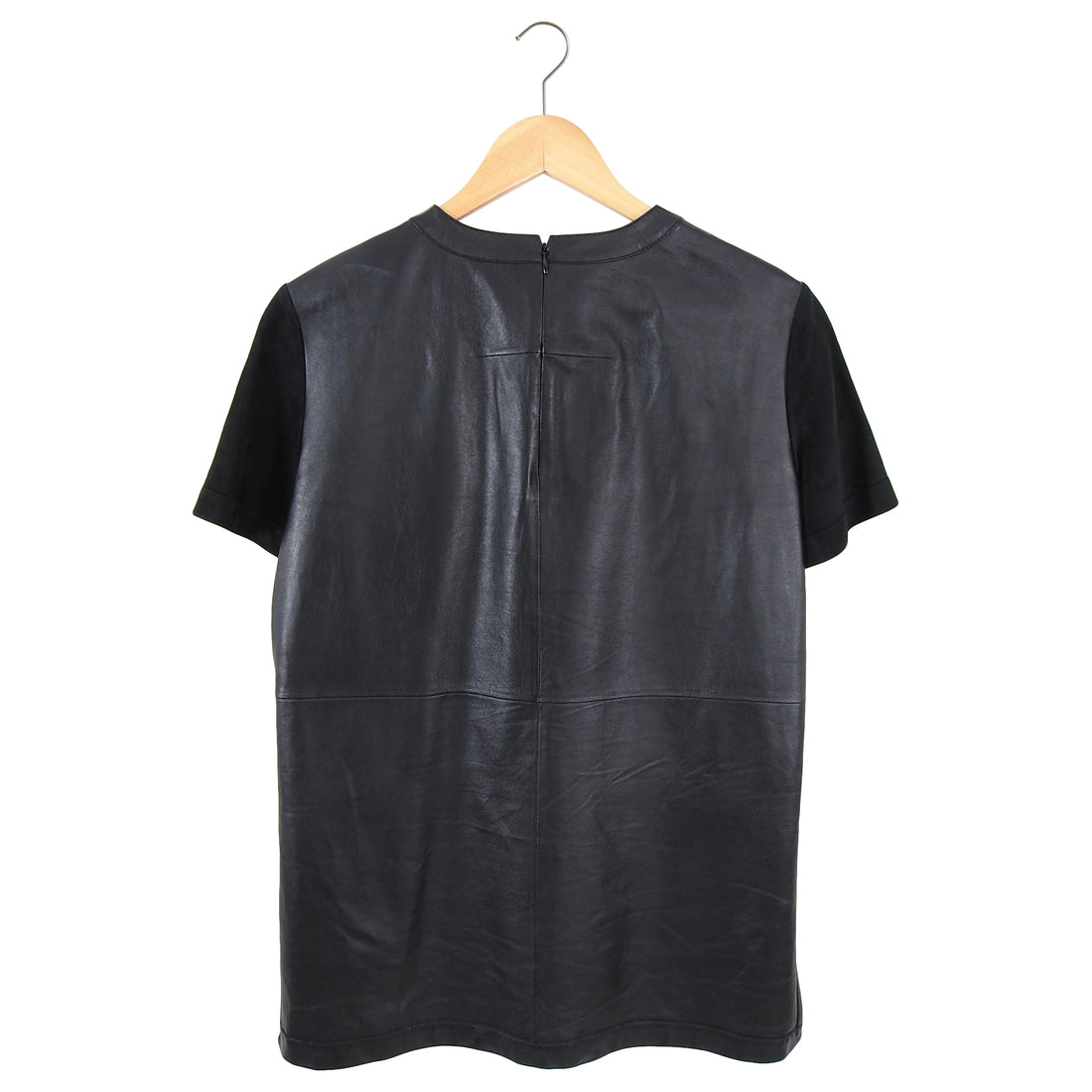 Givenchy Black Suede and Leather Short Sleeve Top - 8
