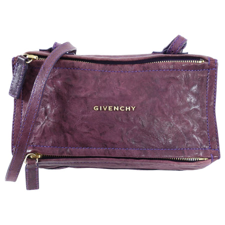 Givenchy Purple Aged Pepe Leather Mini Pandora Crossbody Bag