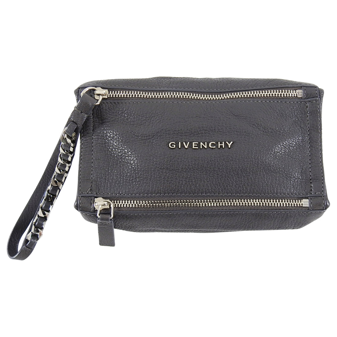 Givenchy Grey Mini Pandora Wristlet With Chain Strap