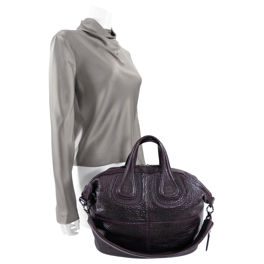 Givenchy Nightingale Medium Dark Purple Leather Bag