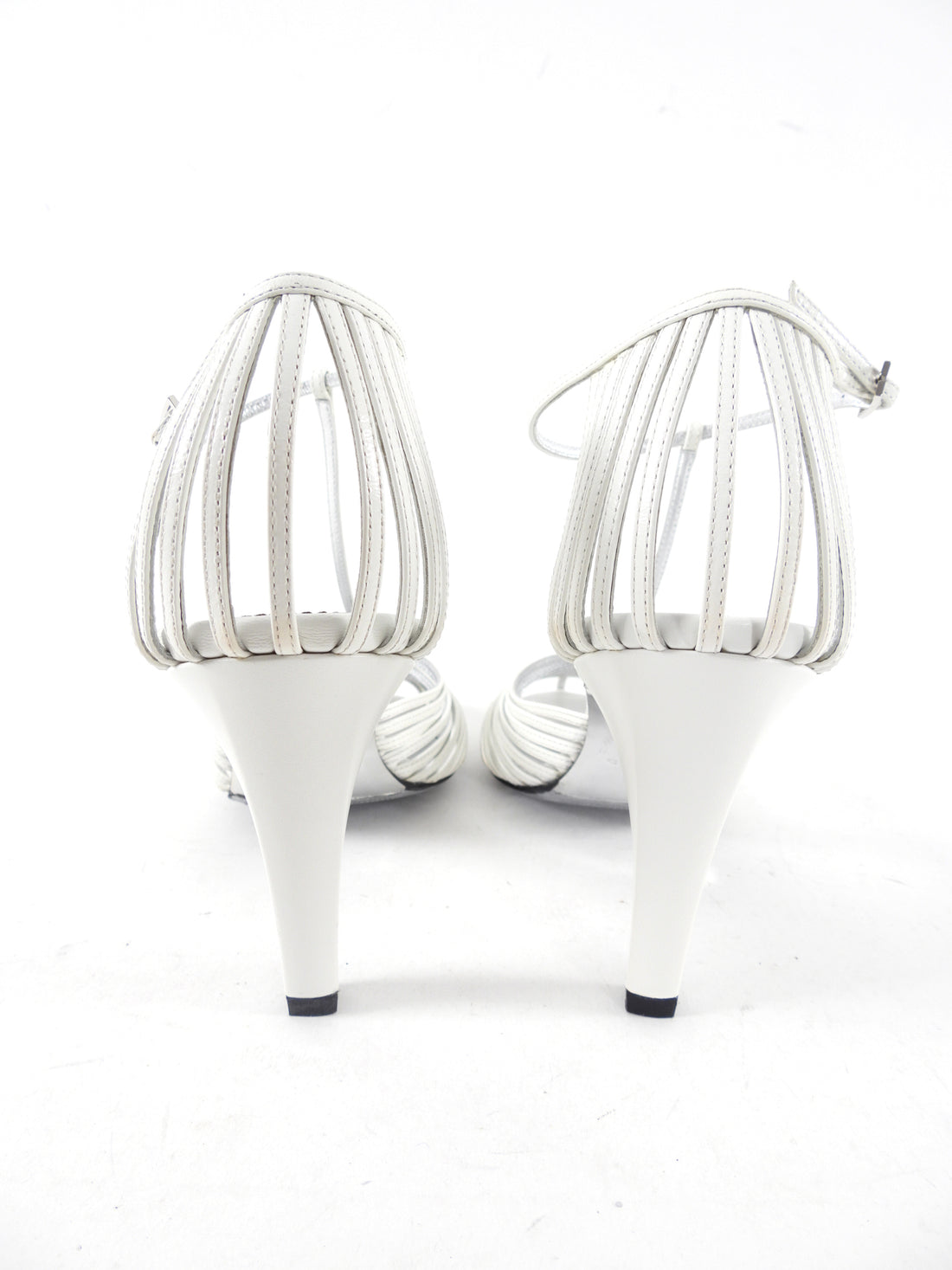 Women's Cage Style T-Strap Heels - White