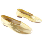 Martiniano Gold Leather Flat Slip on Shoes - 37.5
