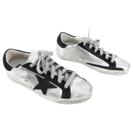 Golden Goose Superstar Silver and Black Sneakers - EU37