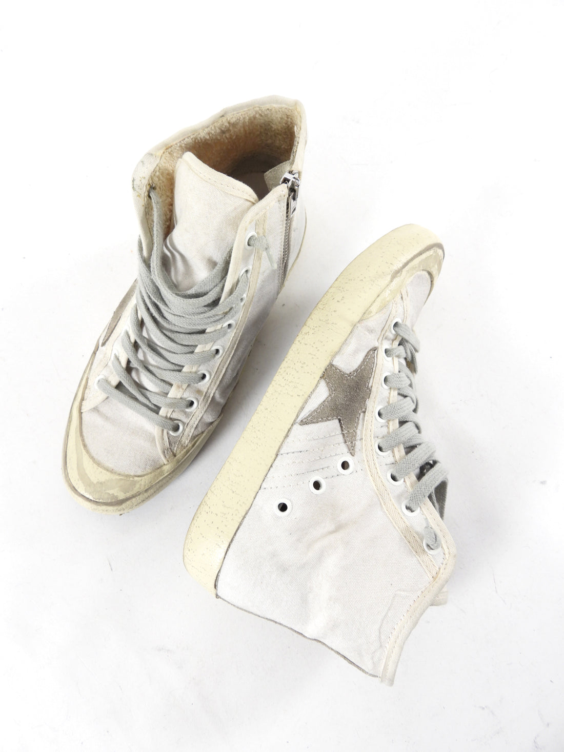 Golden Goose Francy White Canvas High Top Sneakers - 37