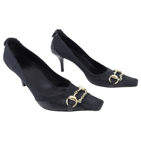 Gucci Tom Ford Monogram Canvas Horsebit Point Toe Pumps - 7B