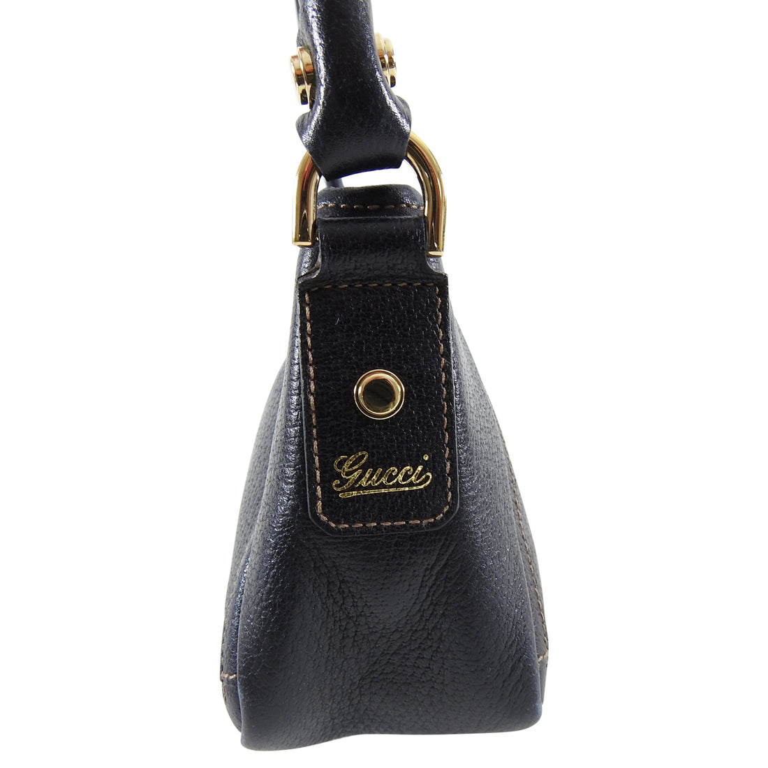 Gucci Black Leather Abbey D-Ring Pochette Bag
