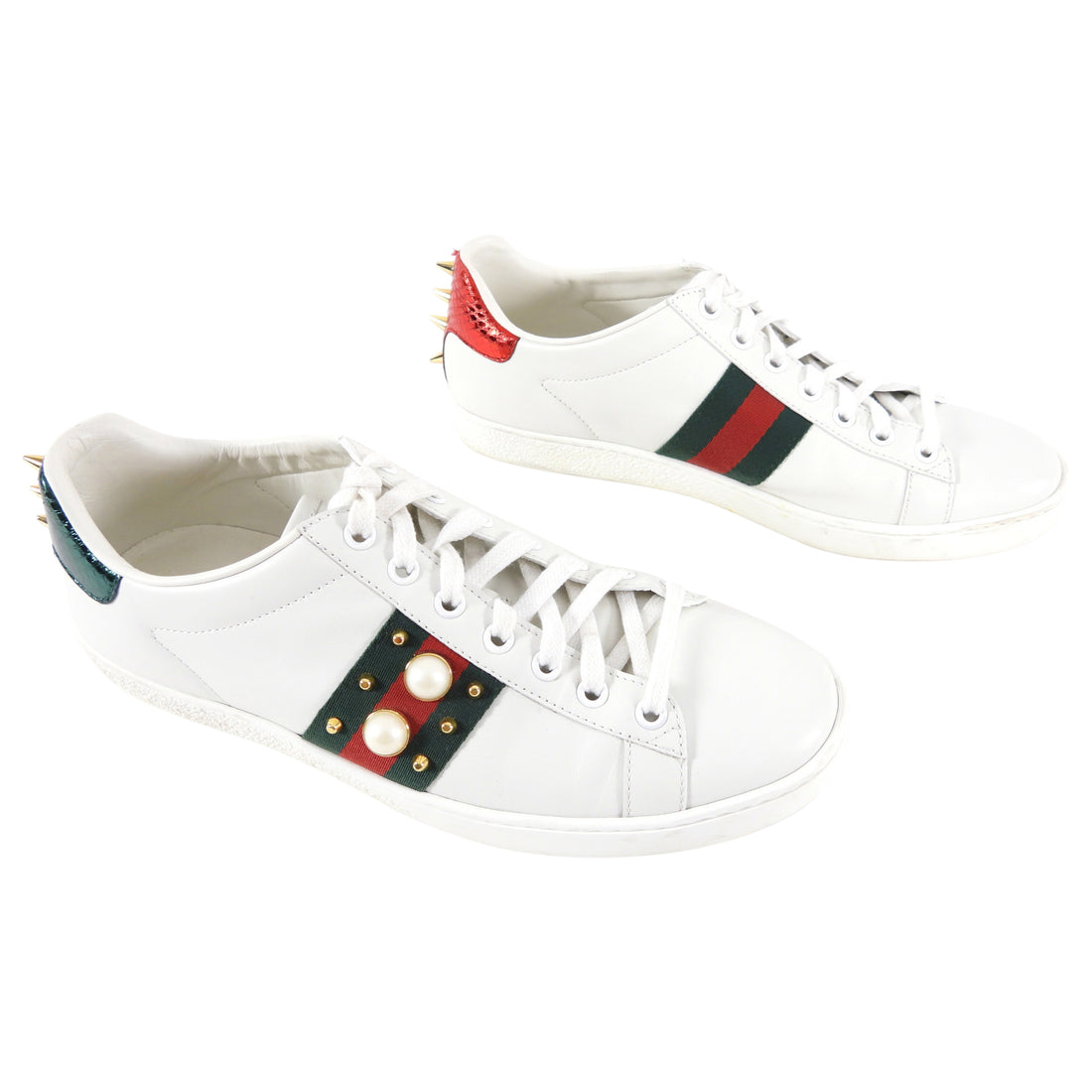 Gucci White Leather And Python Embossed Leather Ace Sneakers 38 – STYLISHTOP