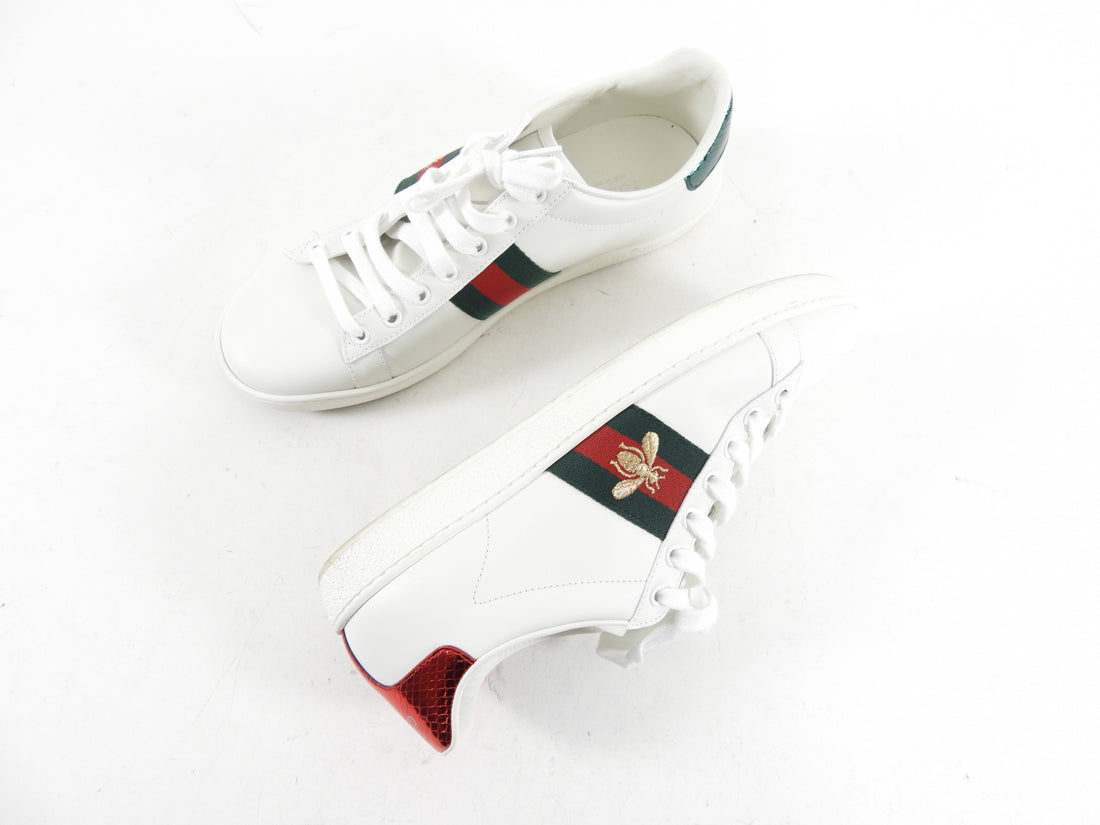 Gucci White Web Stripe Ace Sneakers - 38.5