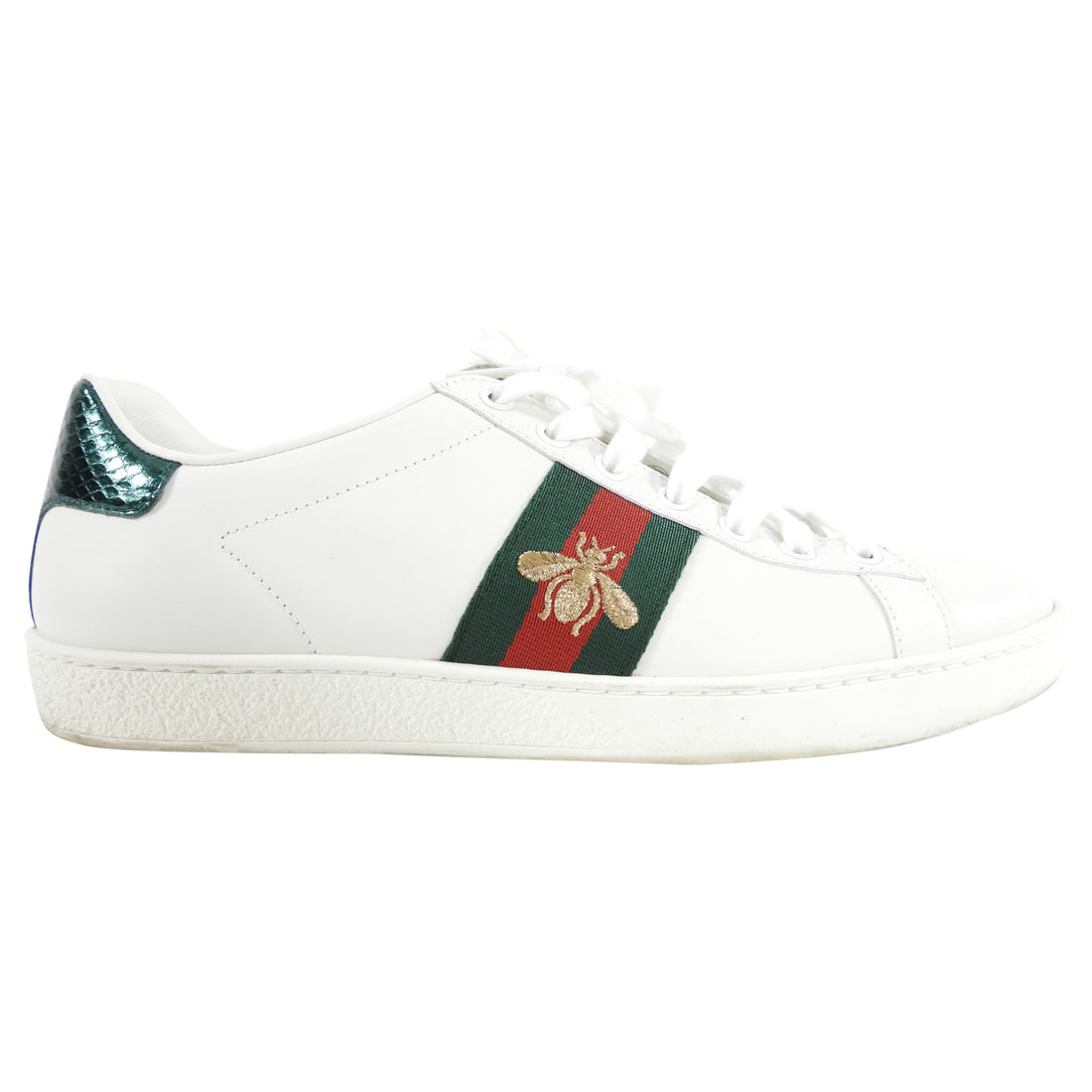 Gucci White Web Stripe Ace Sneakers - 38.5