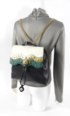 Gucci Malin Backpack Green, Ivory, Black with Tiger Head