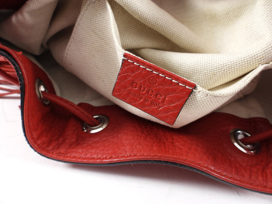 gucci red mini backpack Gucci Red Leather Bamboo Handle Tassel Small Backpack – I MISS YOU VINTAGE