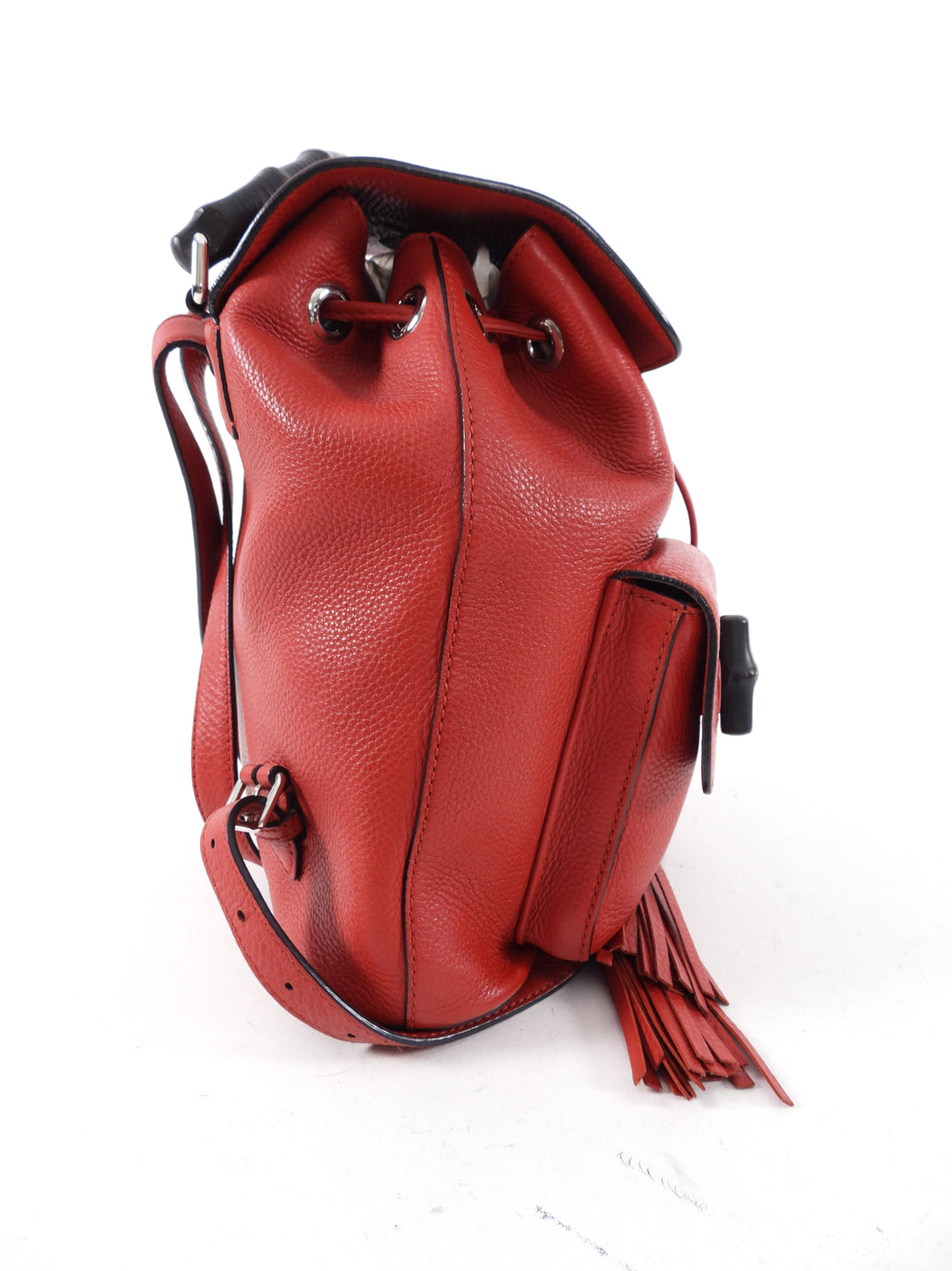 gucci red mini backpack Gucci Red Leather Bamboo Handle Tassel Small Backpack – I MISS YOU VINTAGE