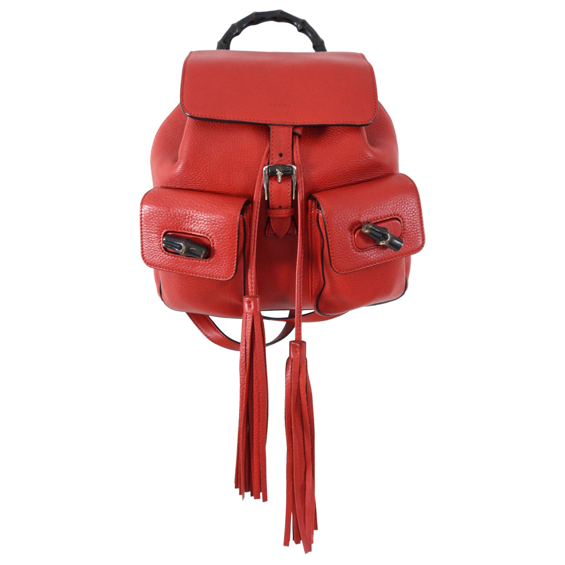 gucci mini backpack red Gucci Red Leather Bamboo Handle Tassel Small Backpack – I MISS YOU VINTAGE