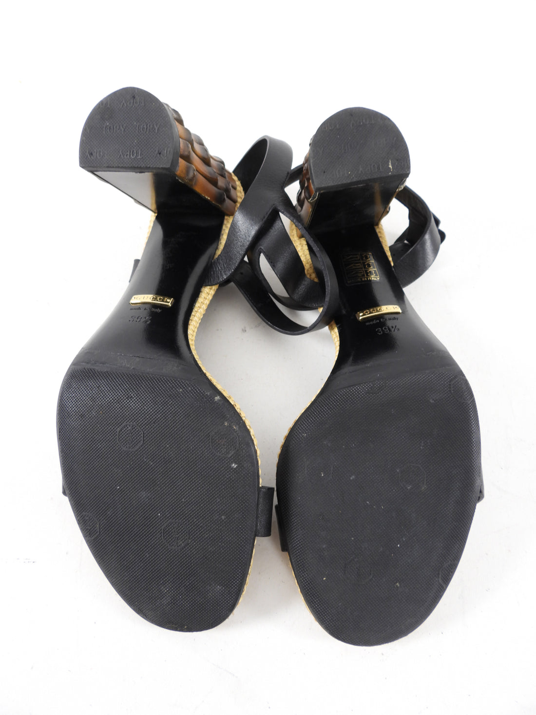 Gucci Bamboo Heel Black Leather Sandals - 39.5 / 9.5